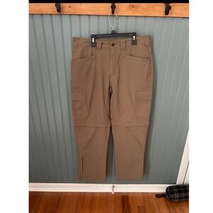 Gravel Gear Mens Convertible Cargo Pants Khaki green Zip Off Hiking 32W x 30L